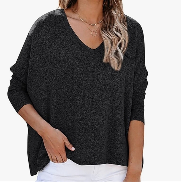 Gray V-Neck Reversible Sweater - Picture 2 of 6